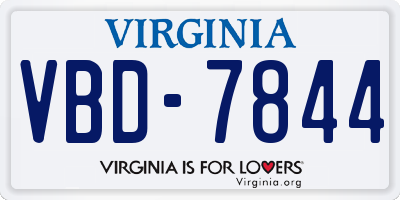 VA license plate VBD7844