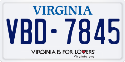 VA license plate VBD7845