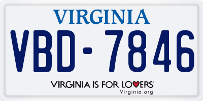 VA license plate VBD7846