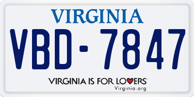 VA license plate VBD7847