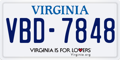 VA license plate VBD7848