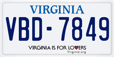 VA license plate VBD7849