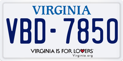 VA license plate VBD7850