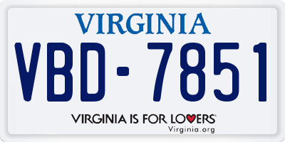 VA license plate VBD7851