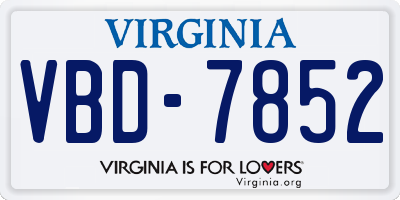VA license plate VBD7852