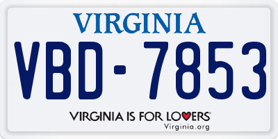 VA license plate VBD7853
