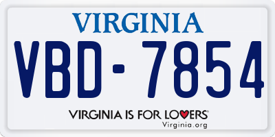 VA license plate VBD7854