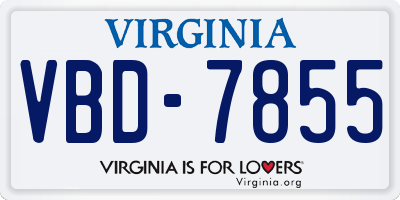 VA license plate VBD7855