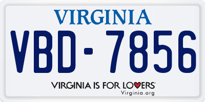 VA license plate VBD7856
