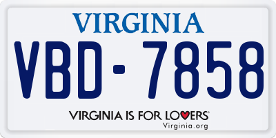 VA license plate VBD7858