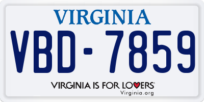 VA license plate VBD7859