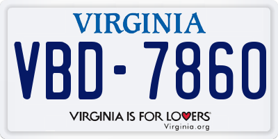 VA license plate VBD7860