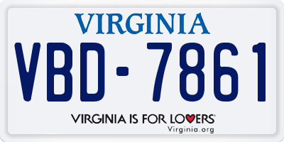 VA license plate VBD7861