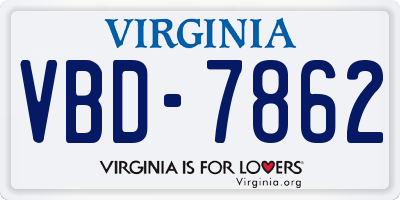 VA license plate VBD7862