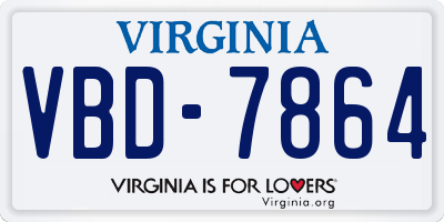 VA license plate VBD7864