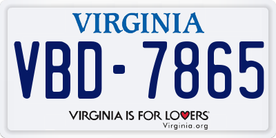 VA license plate VBD7865