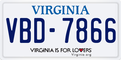 VA license plate VBD7866