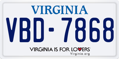 VA license plate VBD7868