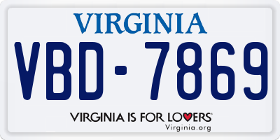 VA license plate VBD7869