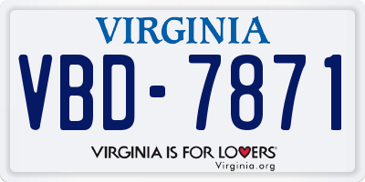 VA license plate VBD7871