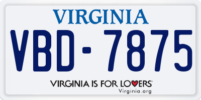 VA license plate VBD7875