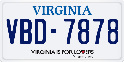 VA license plate VBD7878