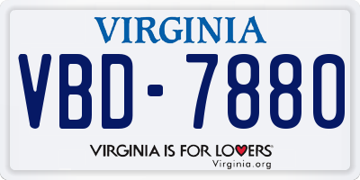 VA license plate VBD7880