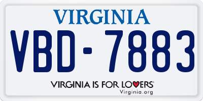 VA license plate VBD7883