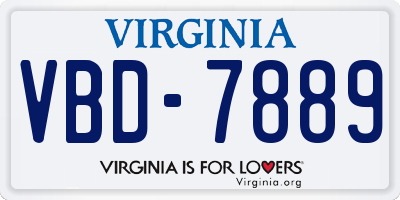 VA license plate VBD7889