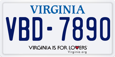 VA license plate VBD7890