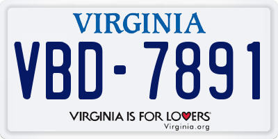 VA license plate VBD7891