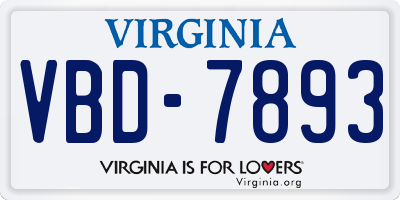VA license plate VBD7893