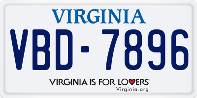 VA license plate VBD7896