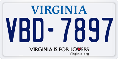 VA license plate VBD7897