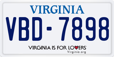VA license plate VBD7898