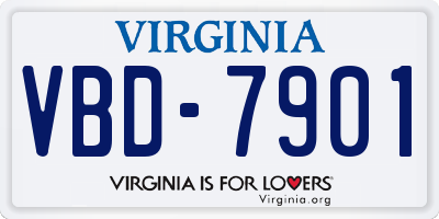VA license plate VBD7901