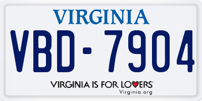 VA license plate VBD7904