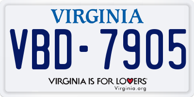 VA license plate VBD7905