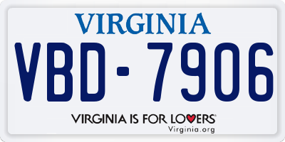 VA license plate VBD7906