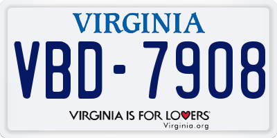 VA license plate VBD7908