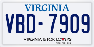 VA license plate VBD7909