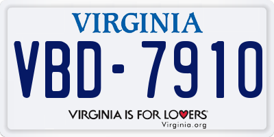 VA license plate VBD7910