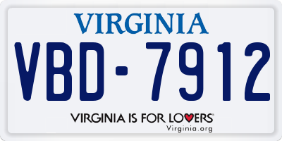 VA license plate VBD7912