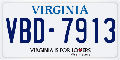 VA license plate VBD7913