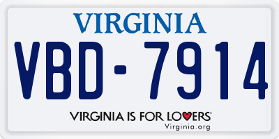 VA license plate VBD7914