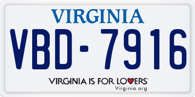 VA license plate VBD7916