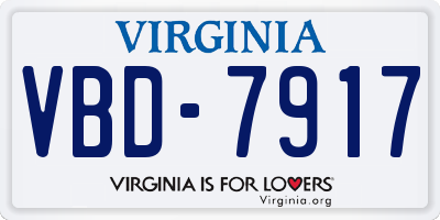 VA license plate VBD7917