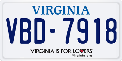 VA license plate VBD7918