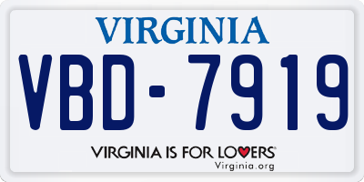 VA license plate VBD7919