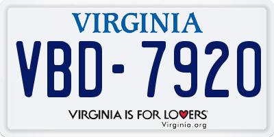 VA license plate VBD7920